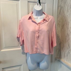 Streetwear Society Pink Crop Top Button Down Size Large